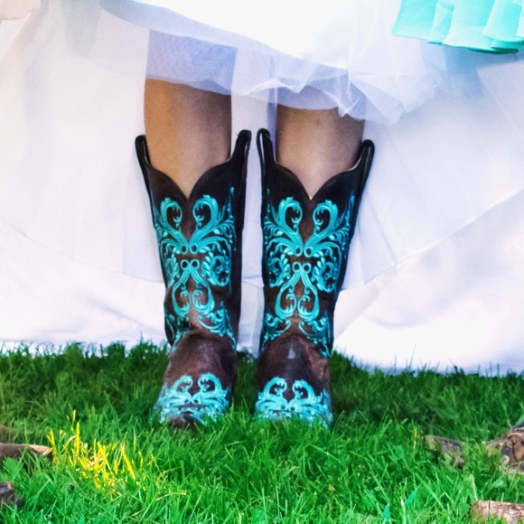turquoise wedding boots
